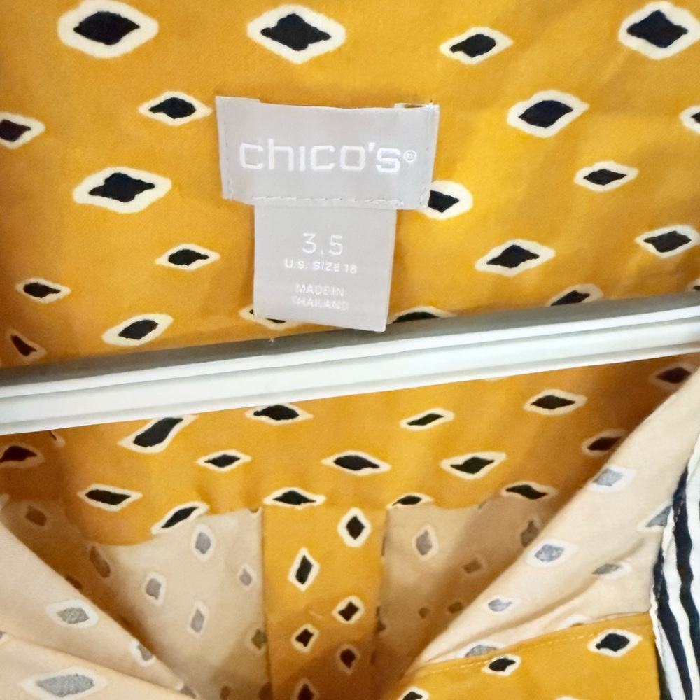 Chico's Yellow And Black Patterned Button Down Sh… - image 2